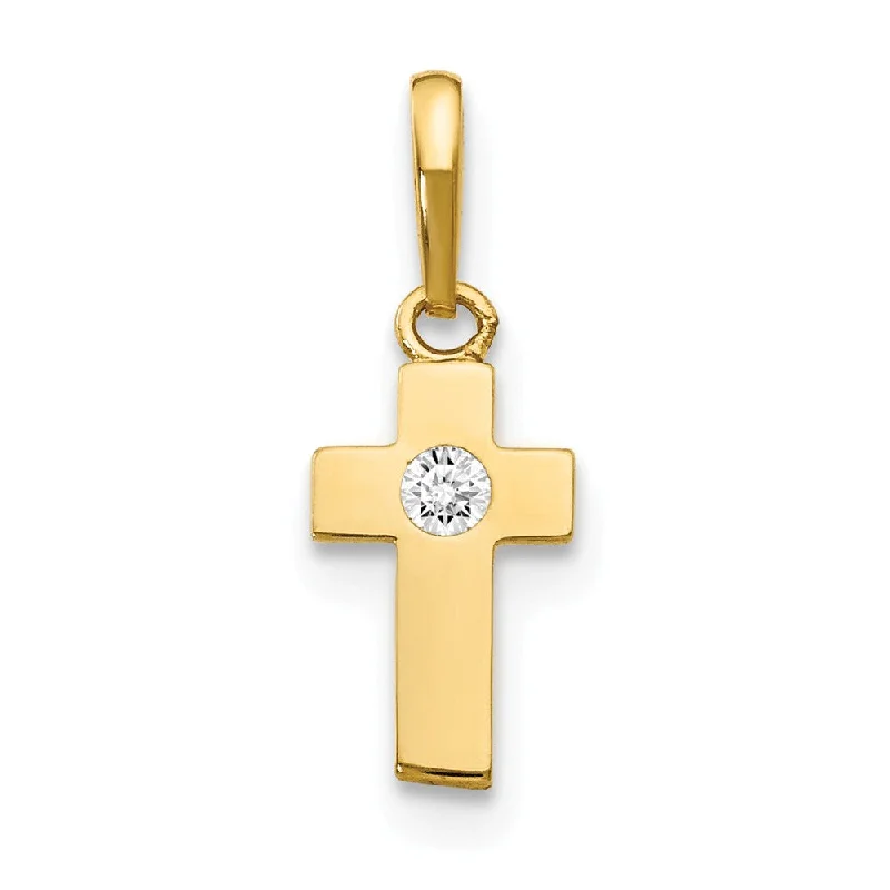 Charm Pendants with Multiple Small Decorative ElementsChildren's 14k Yellow Gold & Cubic Zirconia Tiny Cross Pendant