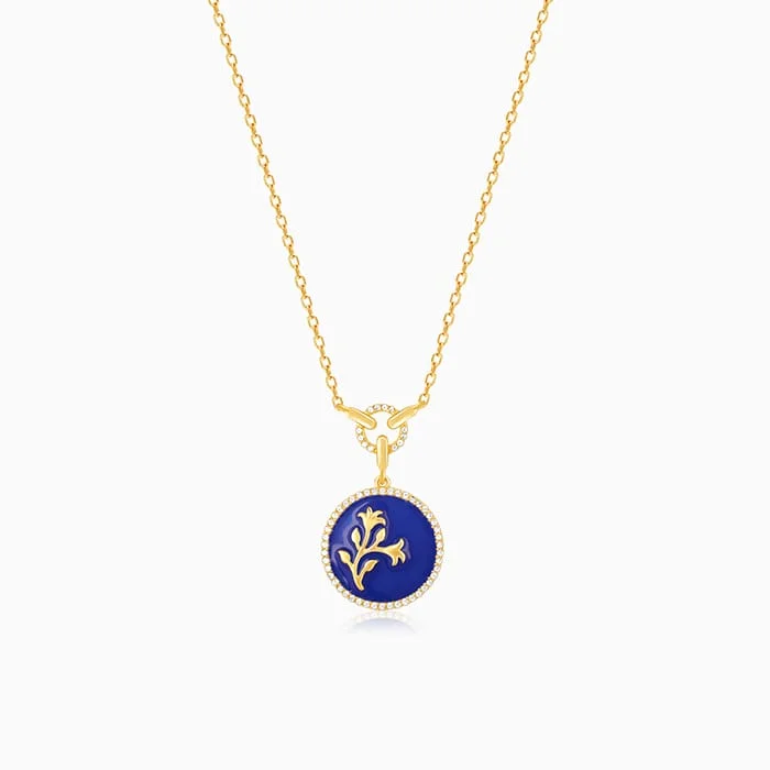 Zodiac Sign Pendant Necklaces for Astrology EnthusiastsGolden Royal Blue Pendant with Link Chain