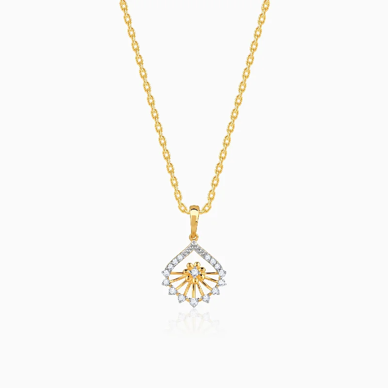 Heart - Shaped Pendant Necklaces with Birthstone InlaysGold Bright Desire Diamond Pendant