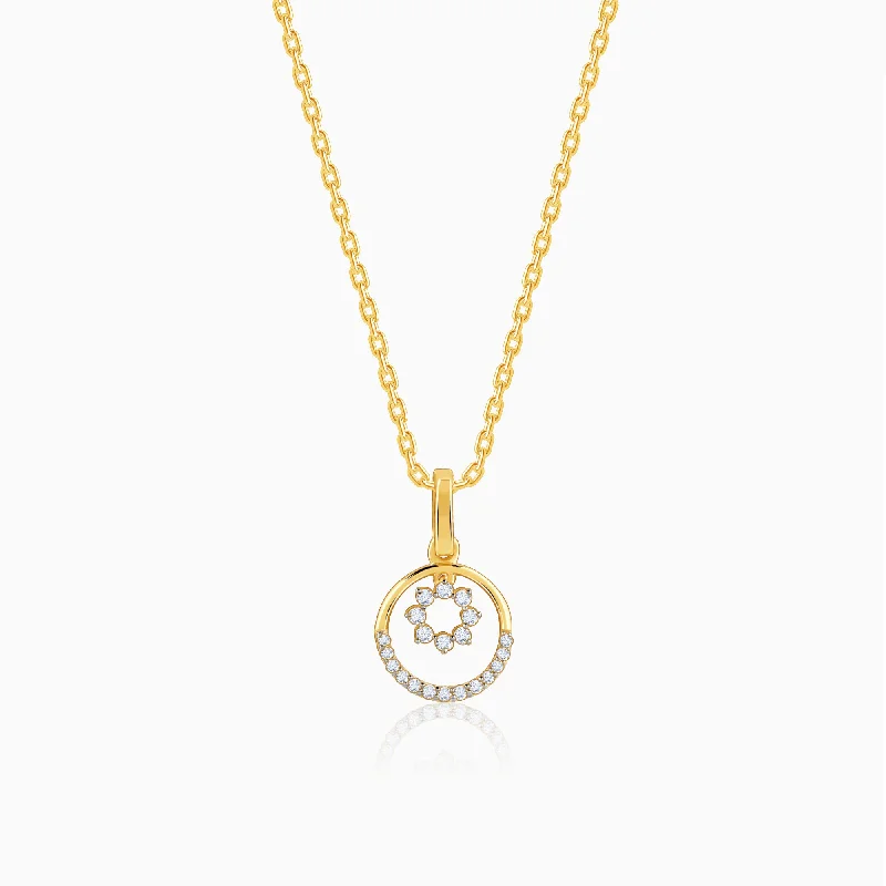 Zodiac Sign Pendant Necklaces for Astrology EnthusiastsGold Dual Circular Diamond Pendant