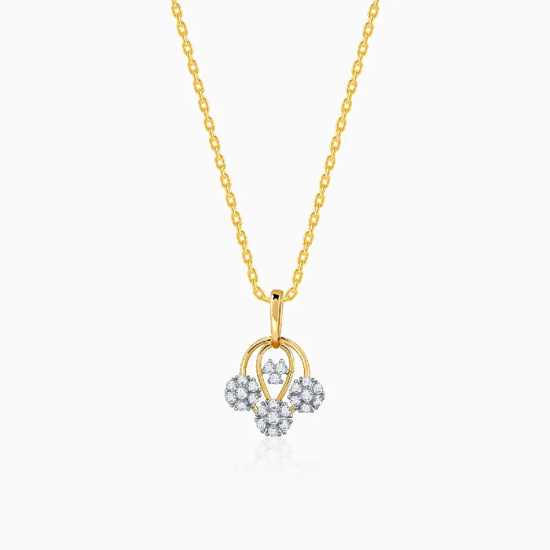 Crystal - Embellished Pendant Necklaces for a Glamorous LookGold Graceful Lotus Diamond Pendant