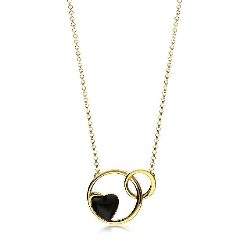 Locket Pendant Necklaces with Personalized EngravingsGold Vermeil Whitby Jet Entwined Heart Necklace