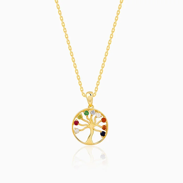 Heart - Shaped Pendant Necklaces with Birthstone InlaysGolden Tree of Life Pendant With Link Chain