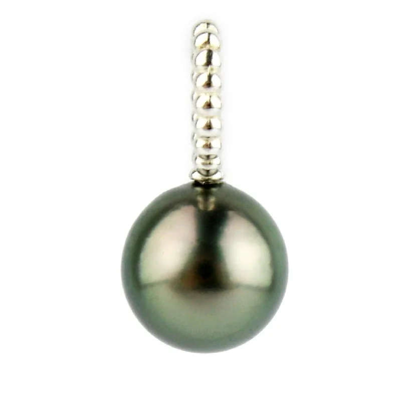 Crystal - Embellished Pendant Necklaces for a Glamorous LookGreen 9.5mm Tahitian Pearl Pendant on Sterling Silver