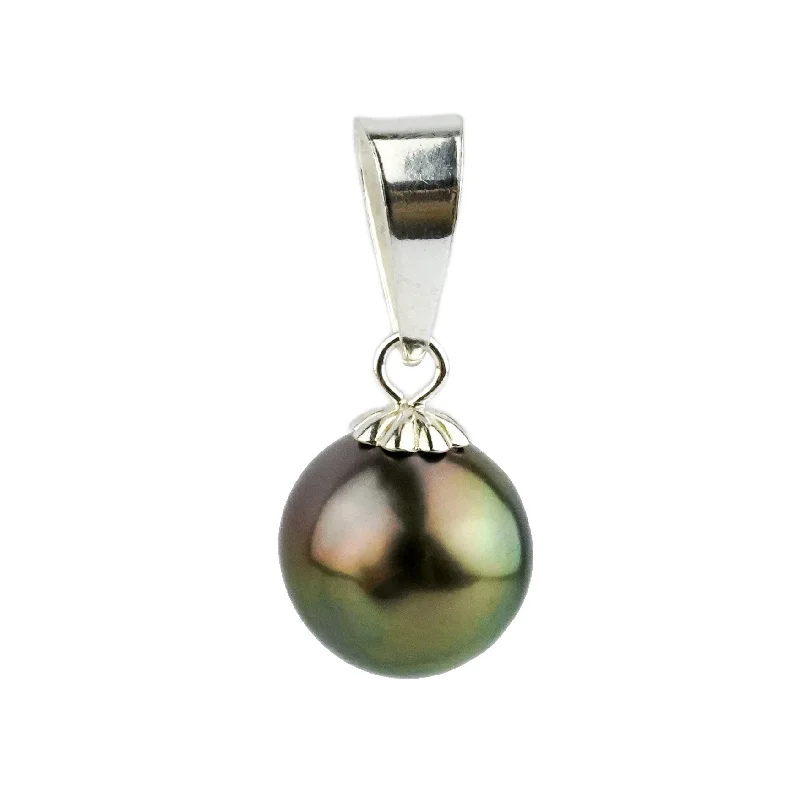 Nature - Inspired Pendant Necklaces with Leaf or Flower DesignsPlum Peacock Tahitian Pearl Pendant on Sterling Silver