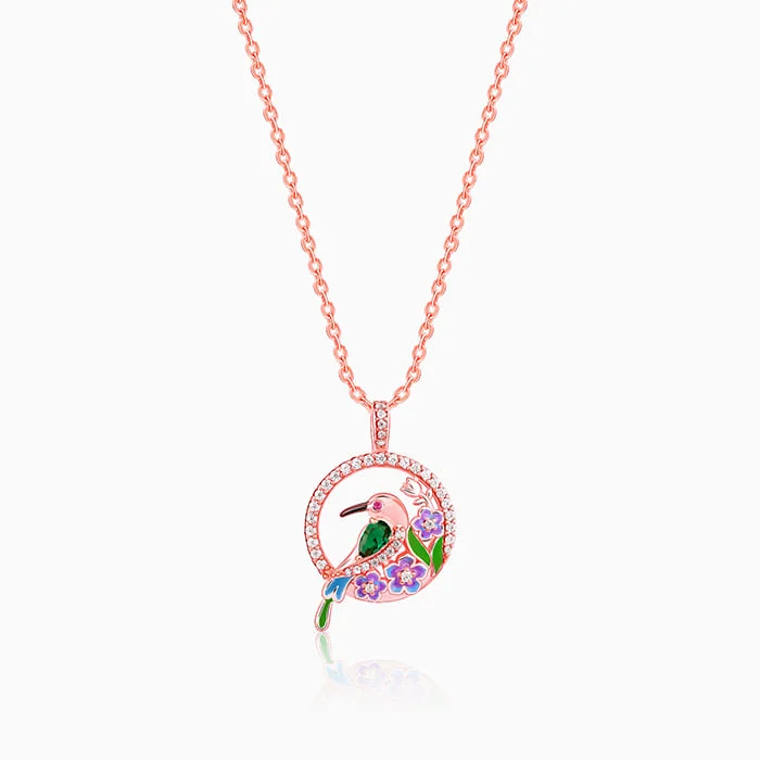 Locket Pendant Necklaces with Personalized EngravingsRose Gold Bee Eater Pendant With Link Chain