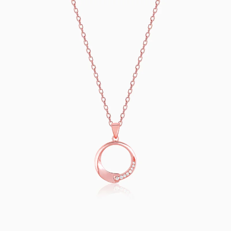 Zodiac Sign Pendant Necklaces for Astrology EnthusiastsRose Gold Circle of Love Pendant with Link Chain