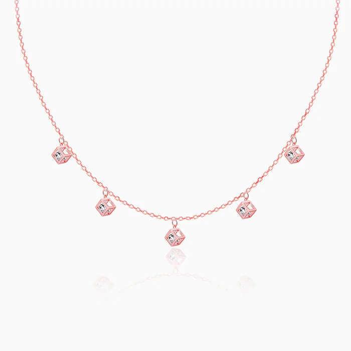 Crystal - Embellished Pendant Necklaces for a Glamorous LookRose Gold Cubic Crystal Necklace