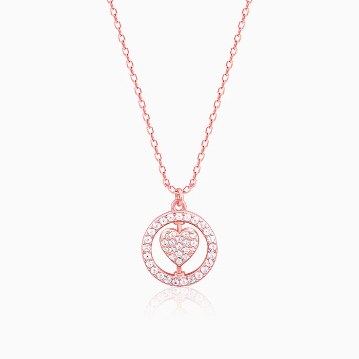 Crystal - Embellished Pendant Necklaces for a Glamorous LookRose Gold Custom Endless Love Pendant With  Link Chain