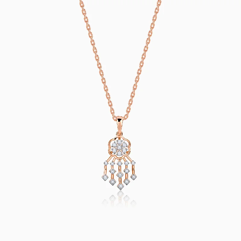 Locket Pendant Necklaces with Personalized EngravingsRose Gold Radiant Bloom Diamond Pendant