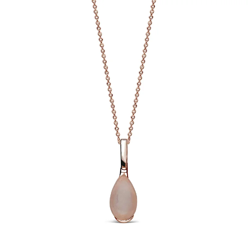 Locket Pendant Necklaces with Personalized EngravingsRose Gold Rose Quartz Teardrop Pendant