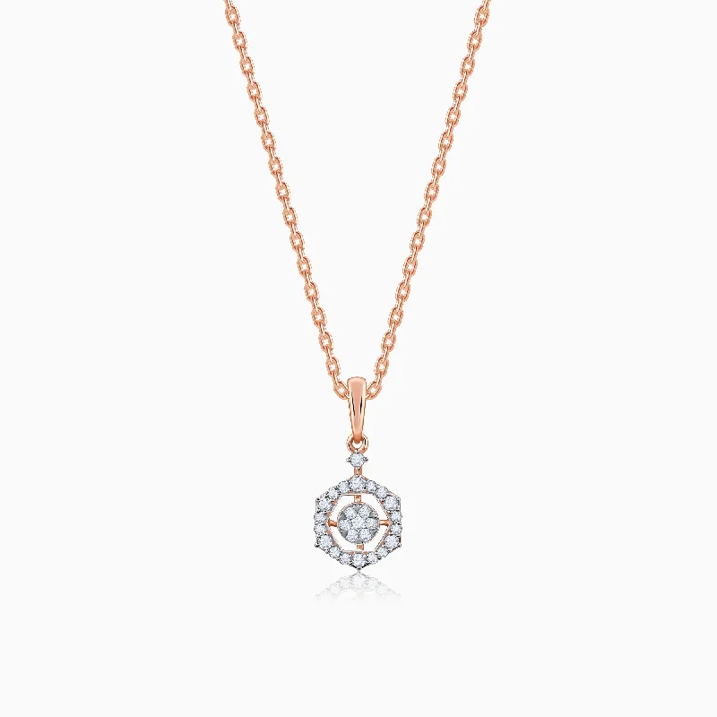 Heart - Shaped Pendant Necklaces with Birthstone InlaysRose Gold Sparkling Floral Diamond Pendant