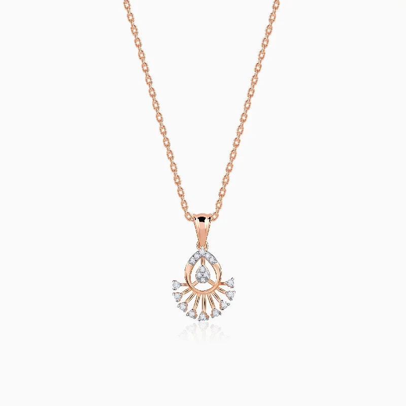 Crystal - Embellished Pendant Necklaces for a Glamorous LookRose Gold Sparkling Thrills Diamond Pendant