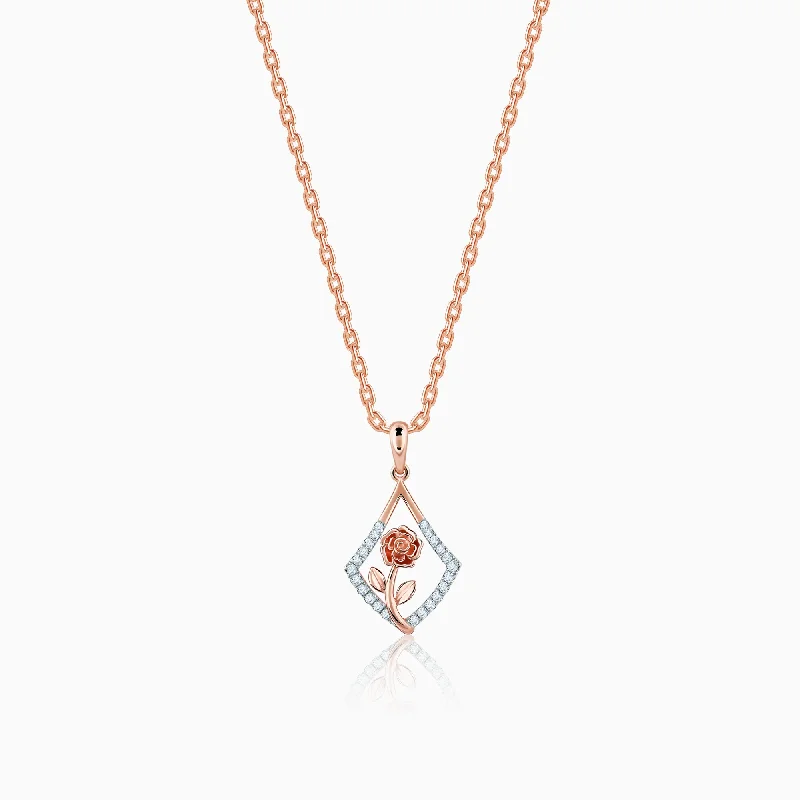 Locket Pendant Necklaces with Personalized EngravingsRose Gold Twinkling Elegance Diamond Pendant