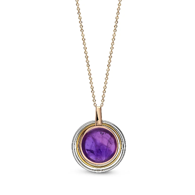 Crystal - Embellished Pendant Necklaces for a Glamorous LookRose Gold Vermeil Amethyst Contemporary Round Pendant