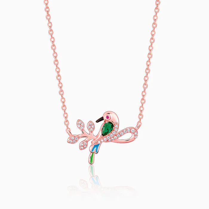 Crystal - Embellished Pendant Necklaces for a Glamorous LookRose Gold Woody Bird Necklace