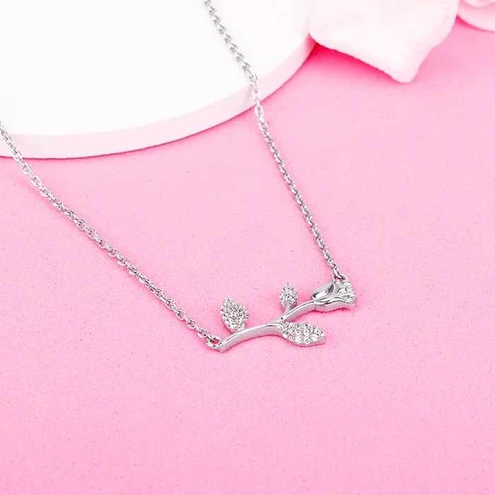 Zodiac Sign Pendant Necklaces for Astrology EnthusiastsSilver Zircon Studded Rose Necklace