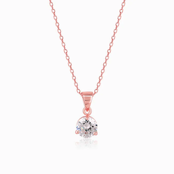 Heart - Shaped Pendant Necklaces with Birthstone InlaysRose Gold Classic Zircon Pendant with Link Chain