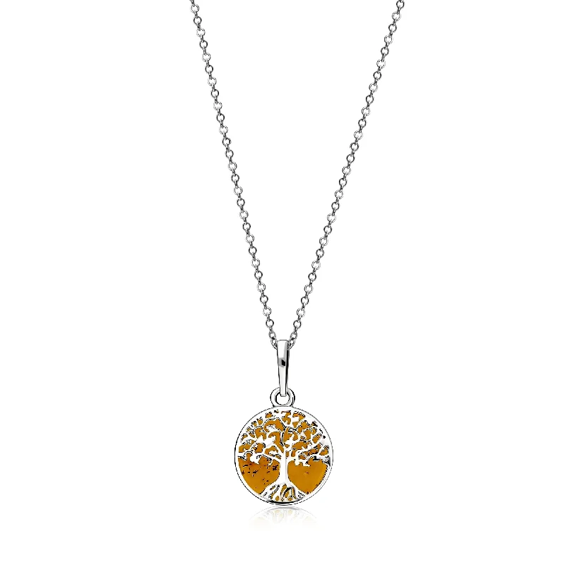 Crystal - Embellished Pendant Necklaces for a Glamorous LookSterling Silver Amber XS Tree of Life Pendant