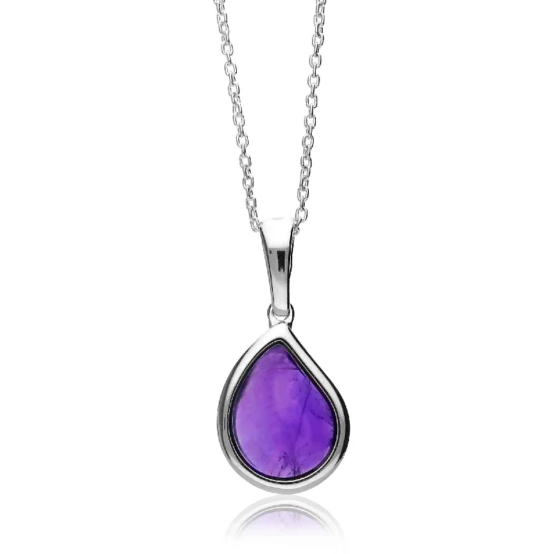 Zodiac Sign Pendant Necklaces for Astrology EnthusiastsSterling Silver Amethyst Designer Teardrop Pendant