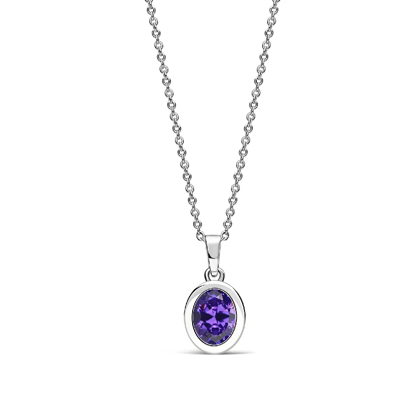 Locket Pendant Necklaces with Personalized EngravingsSterling Silver Amethyst Oval Framed Pendant