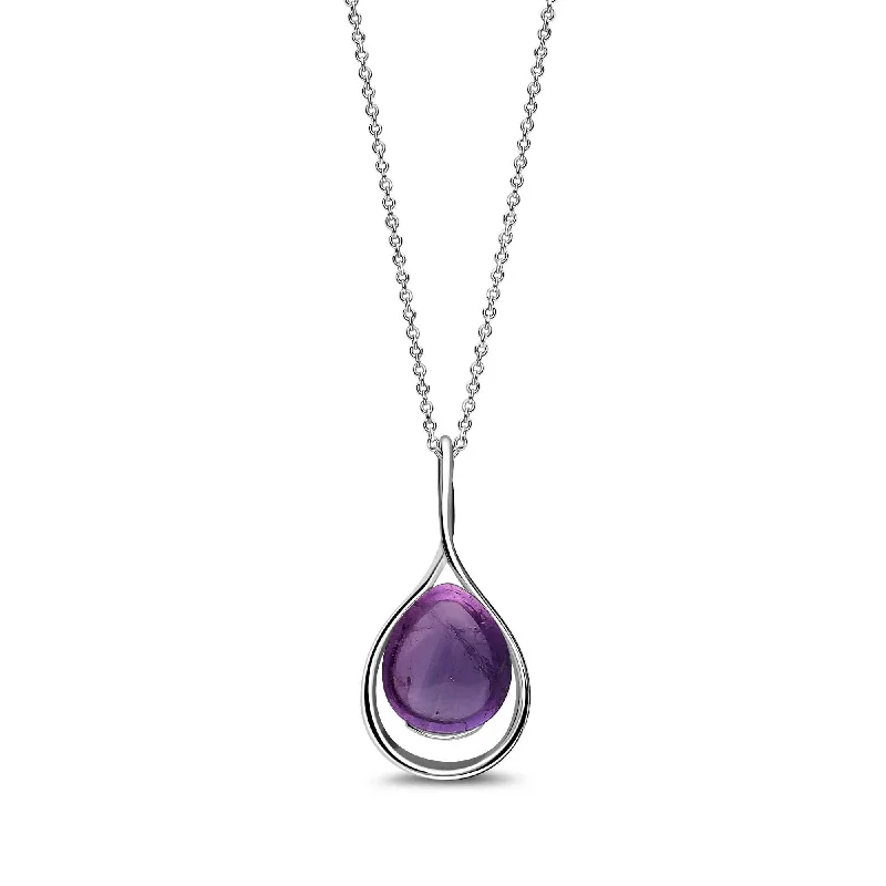 Nature - Inspired Pendant Necklaces with Leaf or Flower DesignsSterling Silver Amethyst Small Twist Pendant