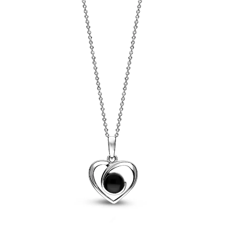 Crystal - Embellished Pendant Necklaces for a Glamorous LookSterling Silver Whitby Jet Elegant Heart Pendant