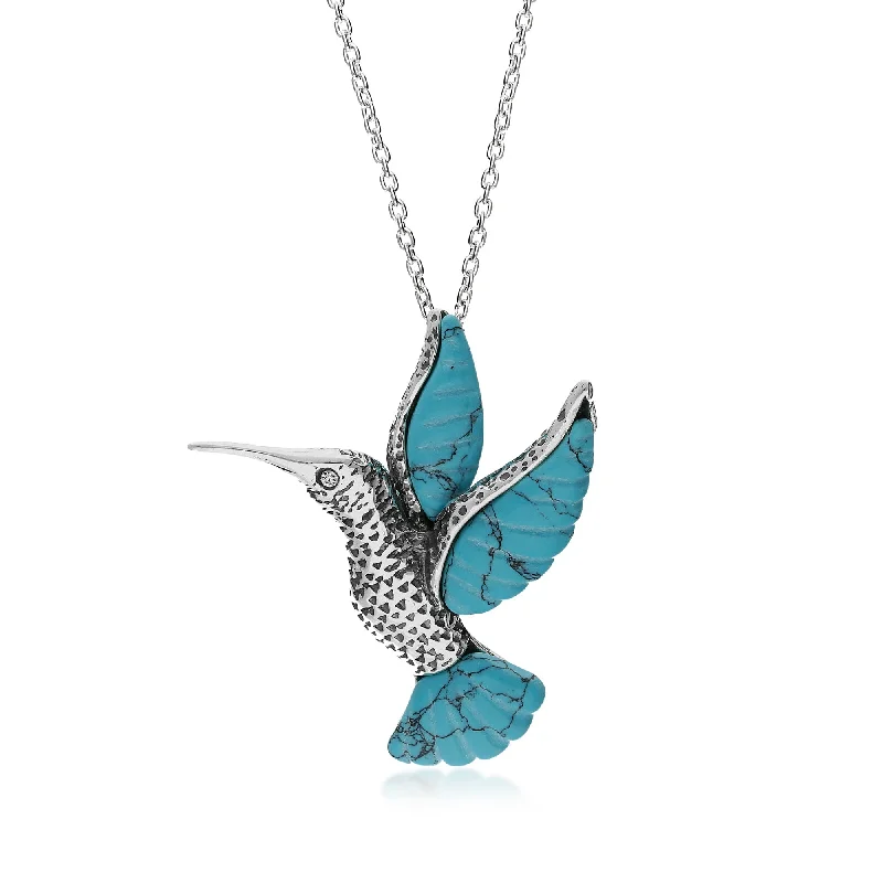 Zodiac Sign Pendant Necklaces for Astrology EnthusiastsSterling Silver Turquoise Hummingbird Pendant