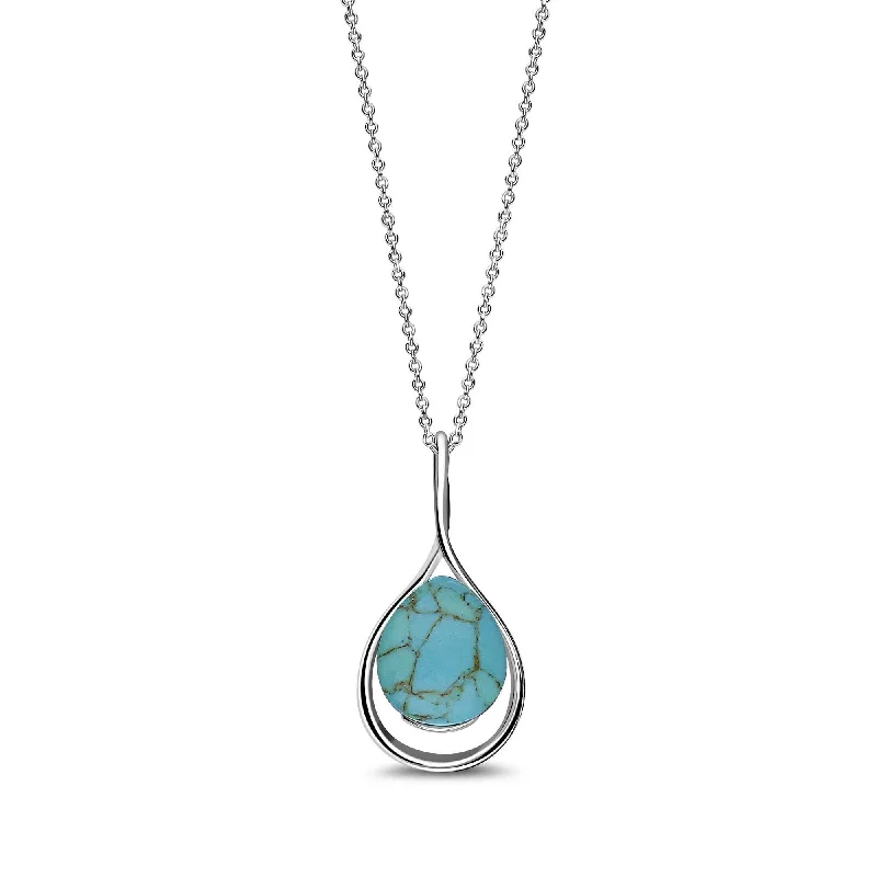 Locket Pendant Necklaces with Personalized EngravingsSterling Silver Turquoise Small Twist Pendant