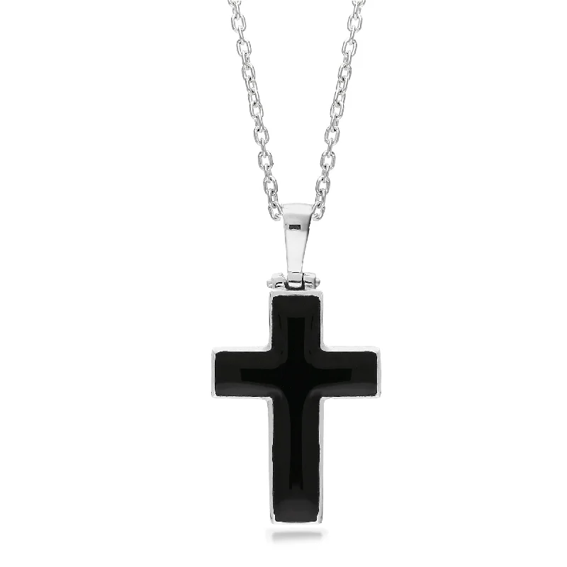 Nature - Inspired Pendant Necklaces with Leaf or Flower DesignsSterling Silver Whitby Jet Large Cross Pendant