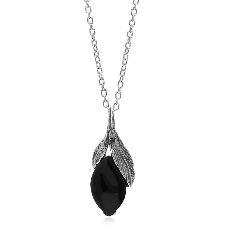 Zodiac Sign Pendant Necklaces for Astrology EnthusiastsSterling Silver Whitby Jet Feather Pendant