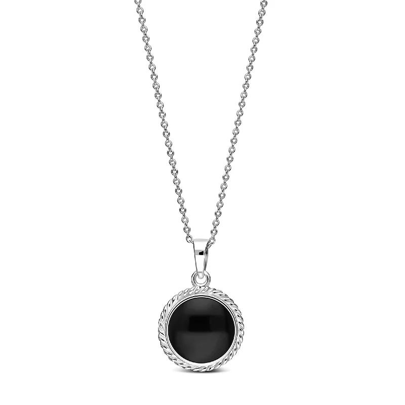 Zodiac Sign Pendant Necklaces for Astrology EnthusiastsSterling Silver Whitby Jet Rope Edge Round Pendant