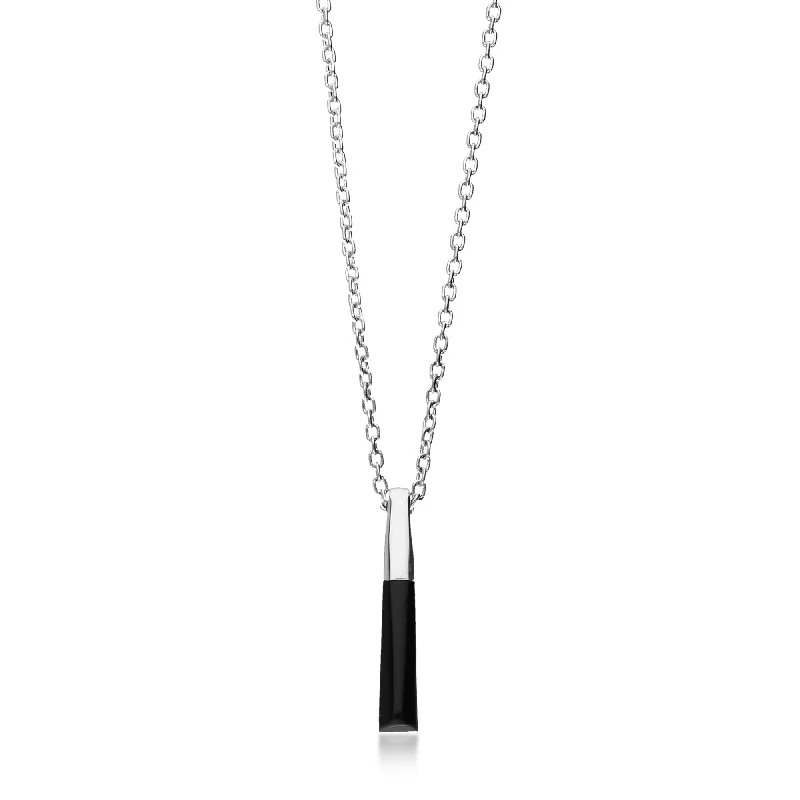 Crystal - Embellished Pendant Necklaces for a Glamorous LookSterling Silver Whitby Jet Small Designer Bar Pendant