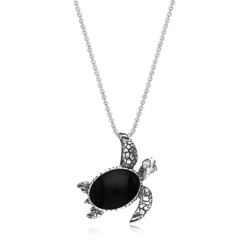 Zodiac Sign Pendant Necklaces for Astrology EnthusiastsSterling Silver Whitby Jet Turtle Pendant