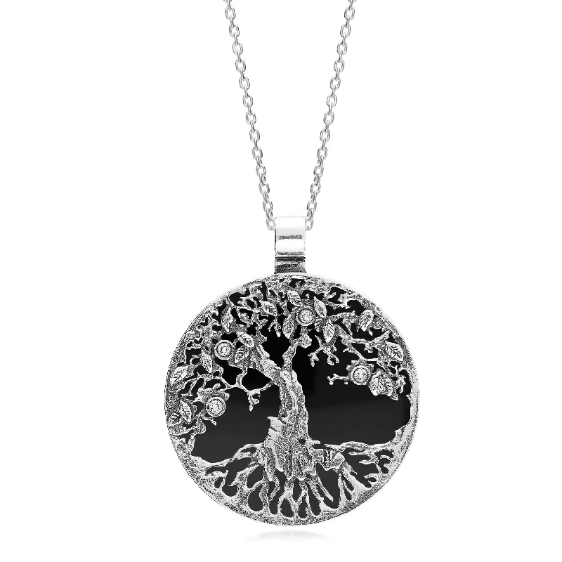 Zodiac Sign Pendant Necklaces for Astrology EnthusiastsSterling Silver Whitby Jet X Large Tree of Life Pendant