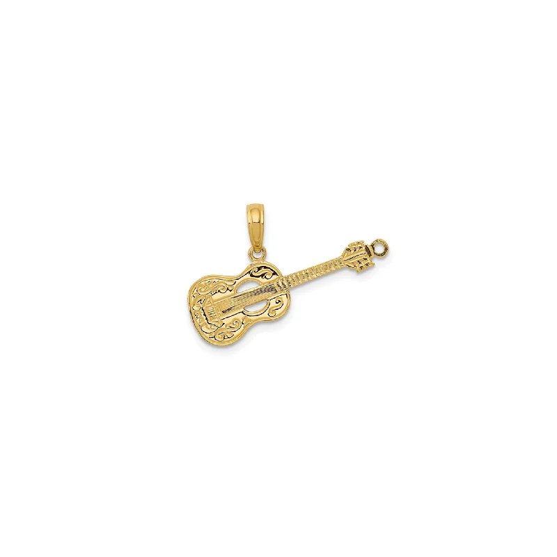 Charm Pendants with Multiple Small Decorative ElementsTextured Guitar Pendant (14K)