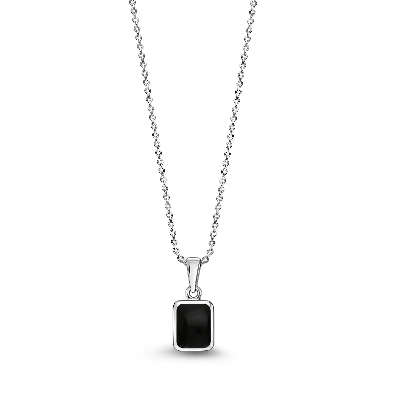 Zodiac Sign Pendant Necklaces for Astrology EnthusiastsWhitby Jet Small Emerald Shaped Pendant