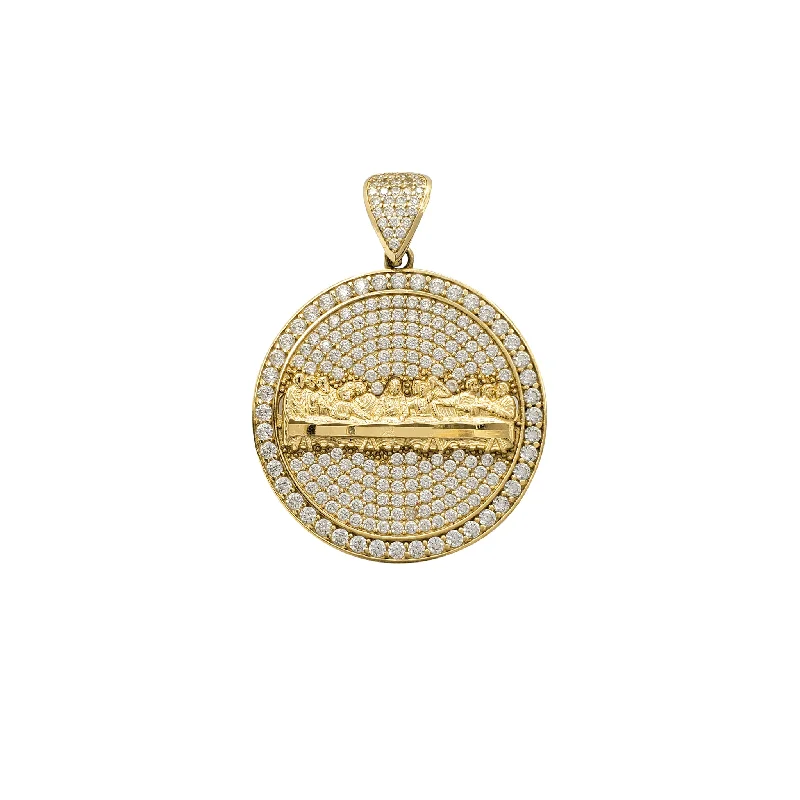 Crystal - Embellished Pendant Necklaces for a Glamorous LookZirconia Pave Last Supper Medallion Pendant (10K)